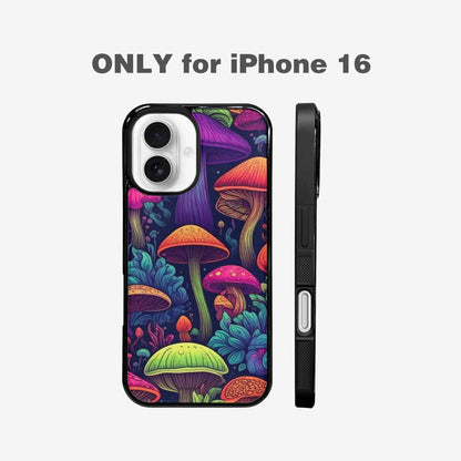 iPhone 16 Case — Mushroom Psychedelic Art Seamless Pattern Vibrant, Custom Art Phone Cover