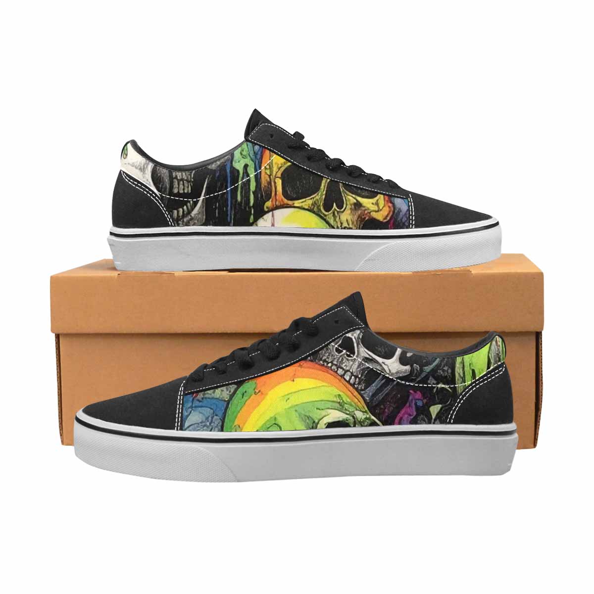 WOMEN'S Rainbow From Skull S Lace-Up Canvas Dreamcore Custom Shoes