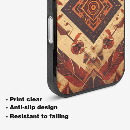 iPhone 16 Plus Case — Native American Geometric Pattern Arrows Feathers, Custom Phone Case