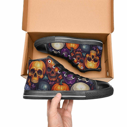 WOMEN'S Skulls - Halloween High Top Canvas Cottagecore Custom Sneakers