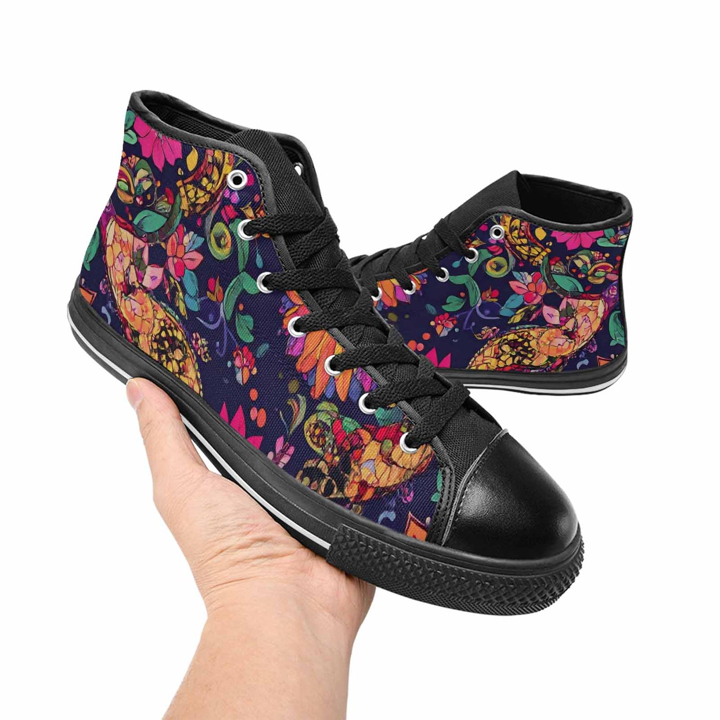 MEN'S Floral Snake Print High Top Canvas Dreamcore Custom Shoes