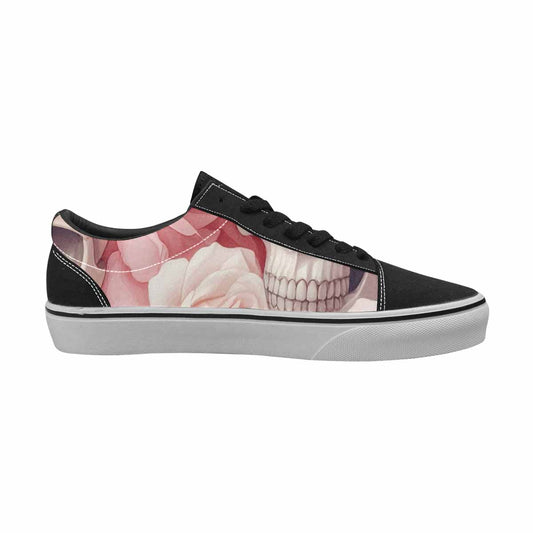 WOMEN'S Skulls Roses Soft Airbrush Canvas Lace-Up Grunge Custom Sneakers