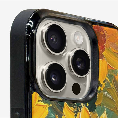 iPhone 16 Pro Case — Impressionist Sunflower Brushstroke Pattern Hundreds Of, Custom Made Phone Cover