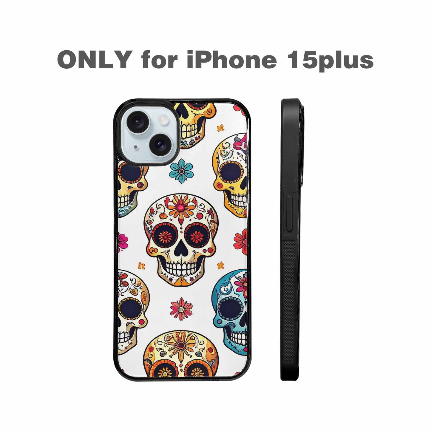 iPhone 15 Plus Case — Vibrant Skull Seamless, Custom Designed Case Cover