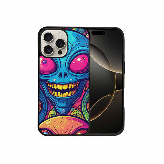 iPhone 16 Pro Max Case — Alien Ufo Cartoon Art Pattern Groovy, Personalized Phone Case