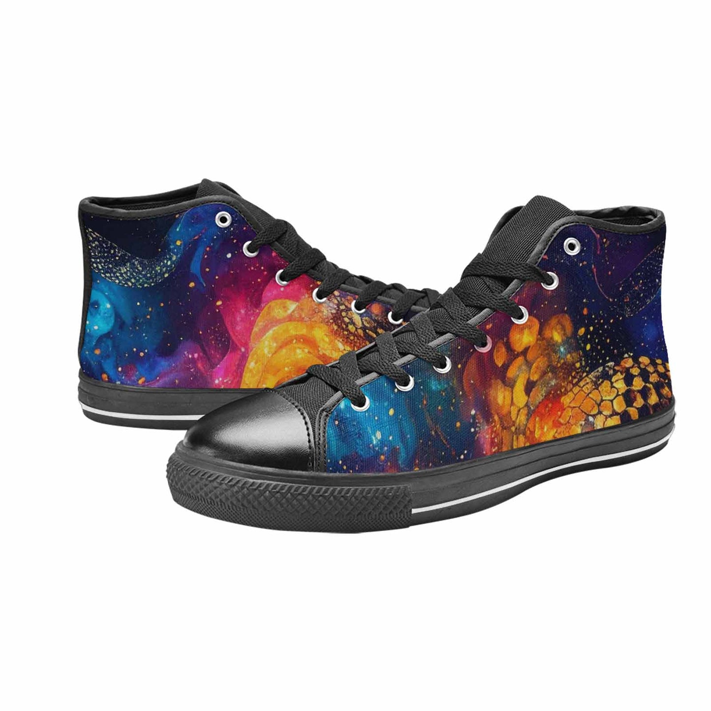 MEN'S Galaxy Snake Print High Top Canvas Neon Fantasy Sneakers