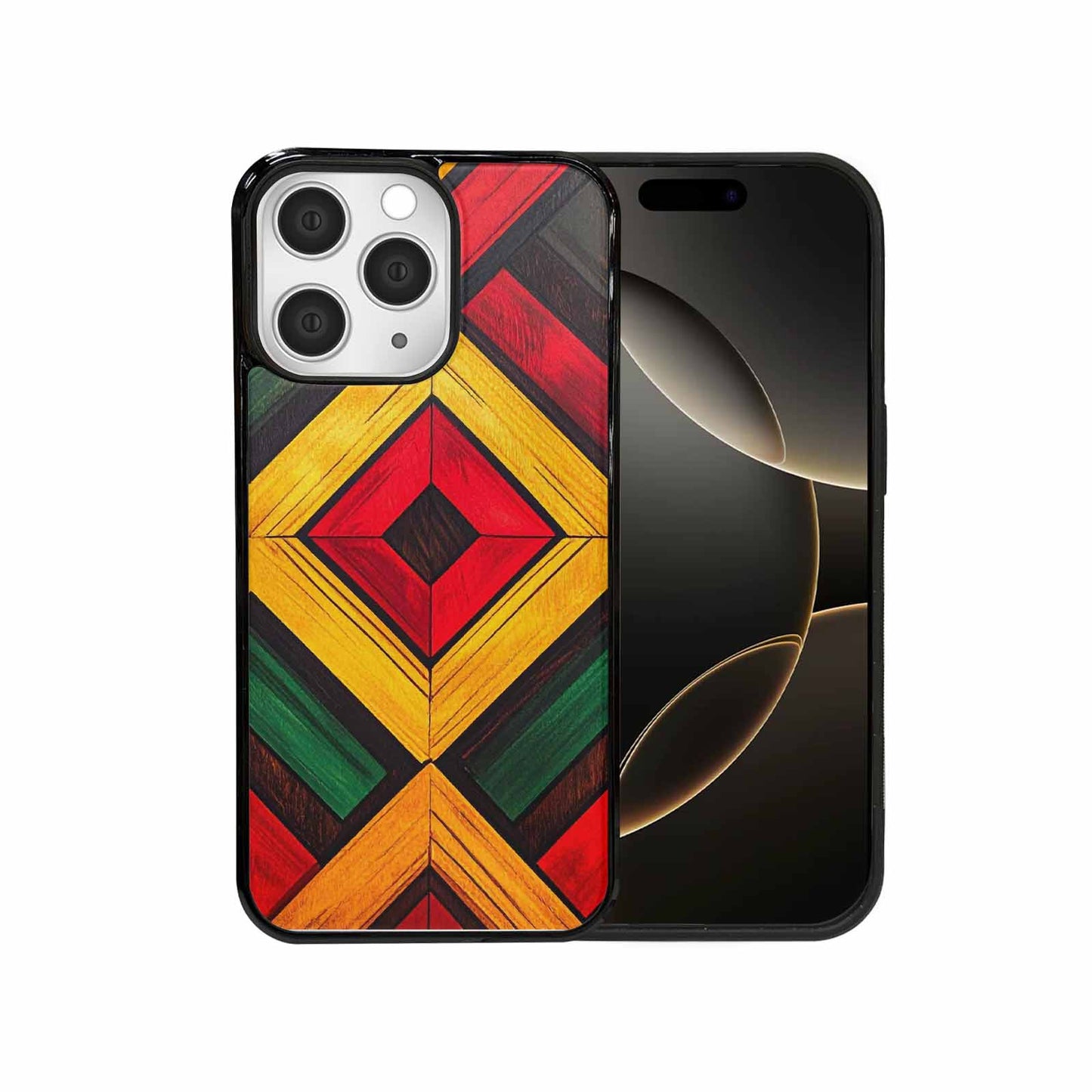 iPhone 15 Pro Max Case — African Kente Cloth Inspired Pattern Geometric, Custom Designed Case Cover