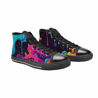 MEN'S Neon Drip Galaxy High Top Canvas Cottagecore Custom Sneakers