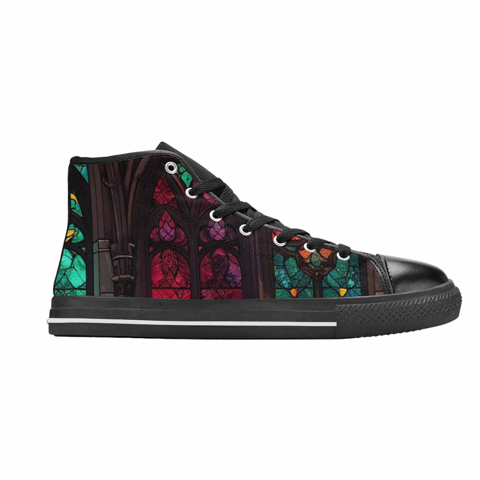 WOMEN'S Stained Glass Cathedral High Top Canvas Wallpaper Art Custom Sneakers