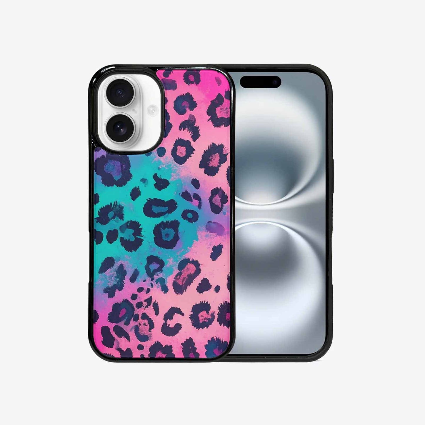 iPhone 16 Case — Leopard Neon Pink Teal Airbrush, Customized Protective Case