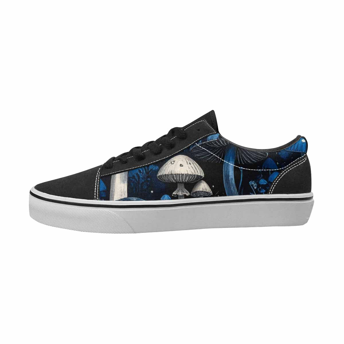 MEN'S Mushrooms Black & Blue Ink Canvas Made To Order Kaleidoscope Limited Edition Sneakers