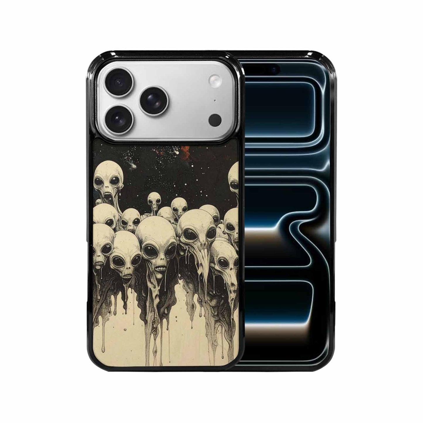 iPhone 17 Pro Max Case — Melting Aliens Pattern Alien Scifi, Custom Art Phone Cover