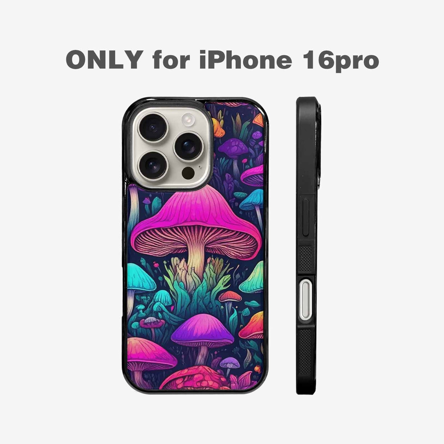 iPhone 16 Pro Case — Mushroom Psychedelic Art Seamless Pattern Vibrant, Custom Designed Case Cover