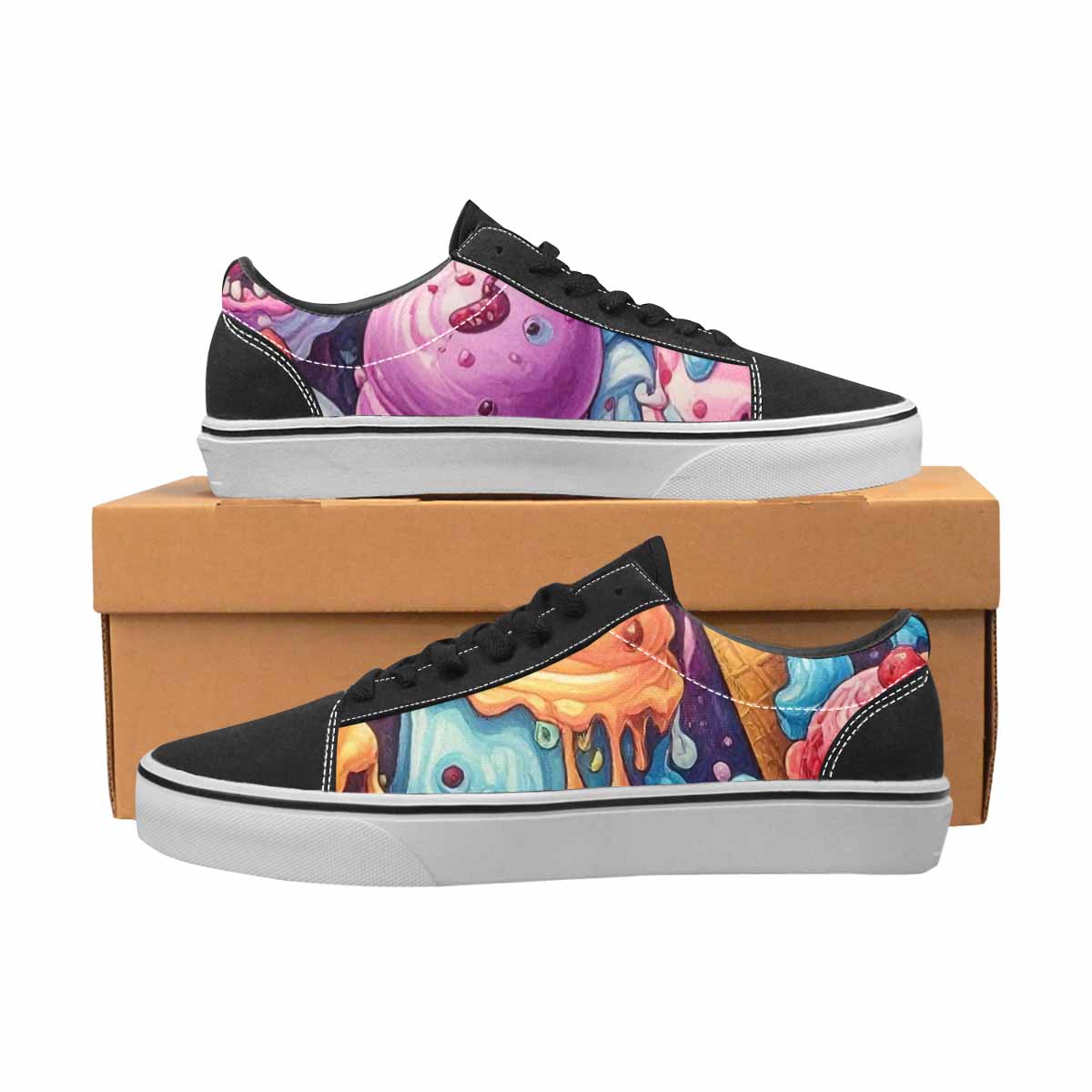 WOMEN'S Ice Cream Monsters  Lace-Up Canvas Vivid Custom Sneakers
