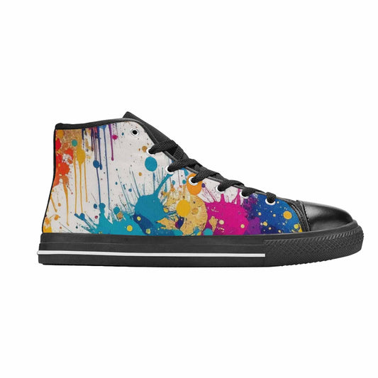 WOMEN'S Paint Splatter High Top Canvas Vibrant Chaos Shoes