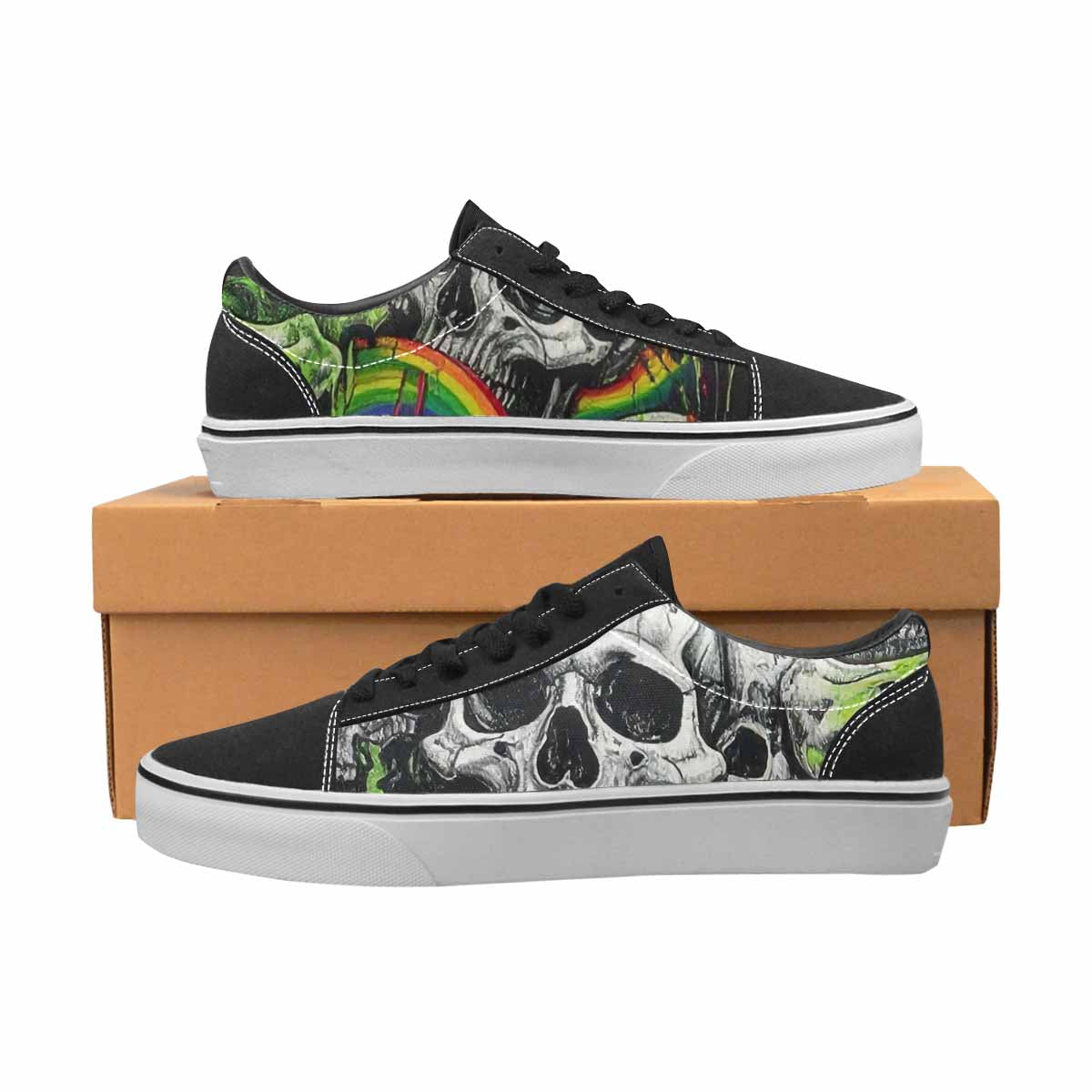 WOMEN'S Rainbow From Skull S Lace-Up Canvas Aesthetic Shoes