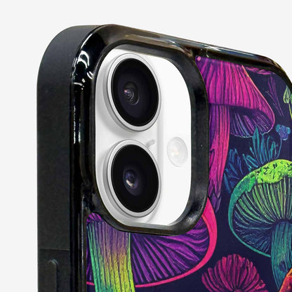 iPhone 16 Case — Mushroom Psychedelic Art Seamless Pattern Vibrant, Unique Phone Case Design