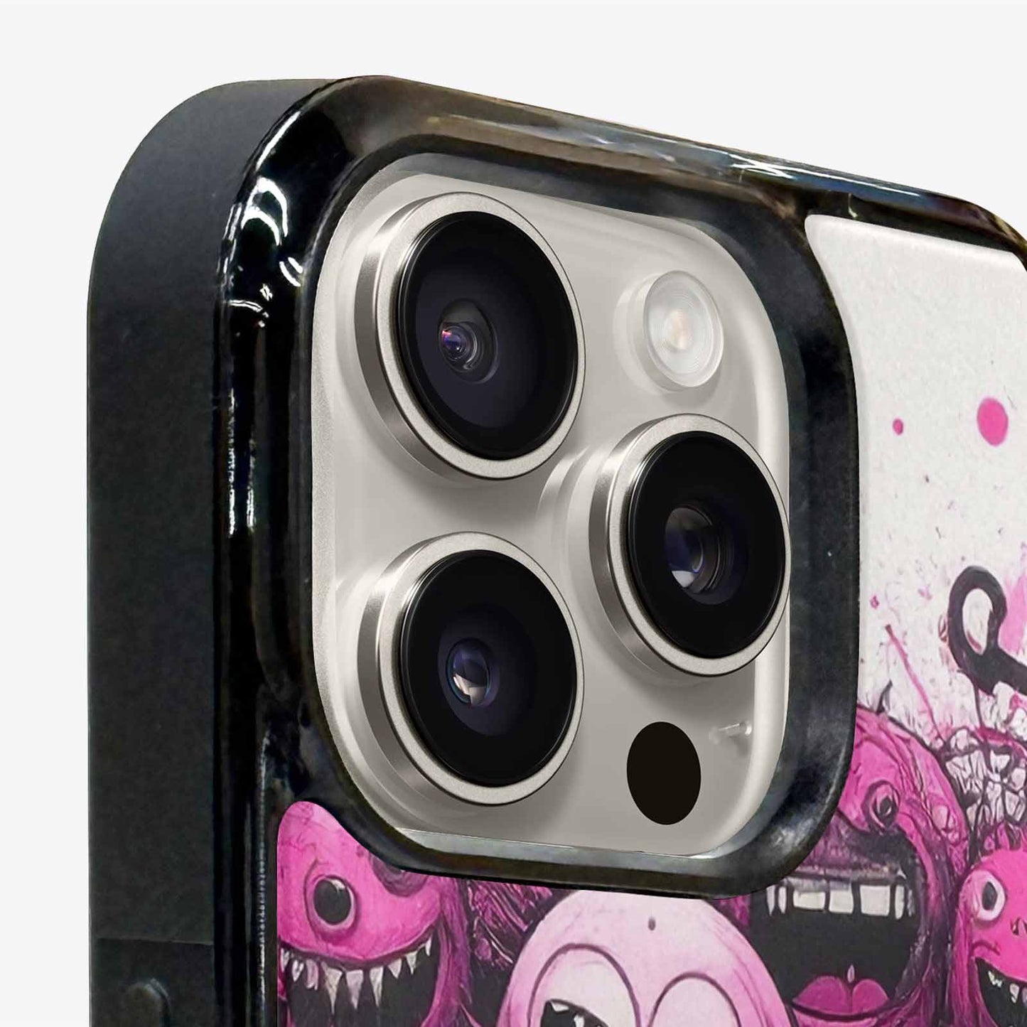 iPhone 15 Pro Max Case — Monsters General Black Pink Ink Cartoon, Custom Print Case Cover