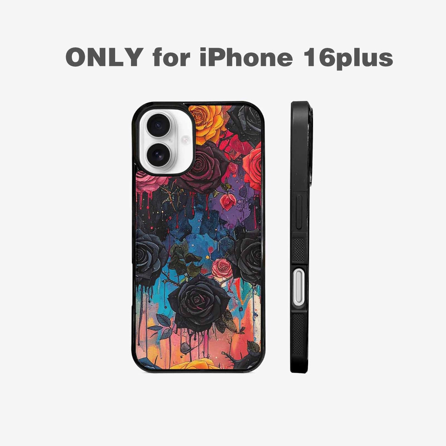iPhone 16 Plus Case — Gothic Rose Gothic Roses Pattern Hundreds, Custom Print Case Cover