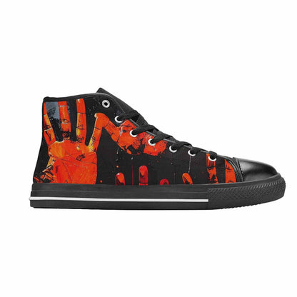 MEN'S Halloween Splatter Handprint High Top Canvas Grunge Sneakers