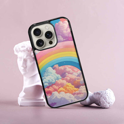 iPhone 16 Pro Case — Cloud And Rainbow Burst Pattern Hundreds, Custom Designed Case Cover