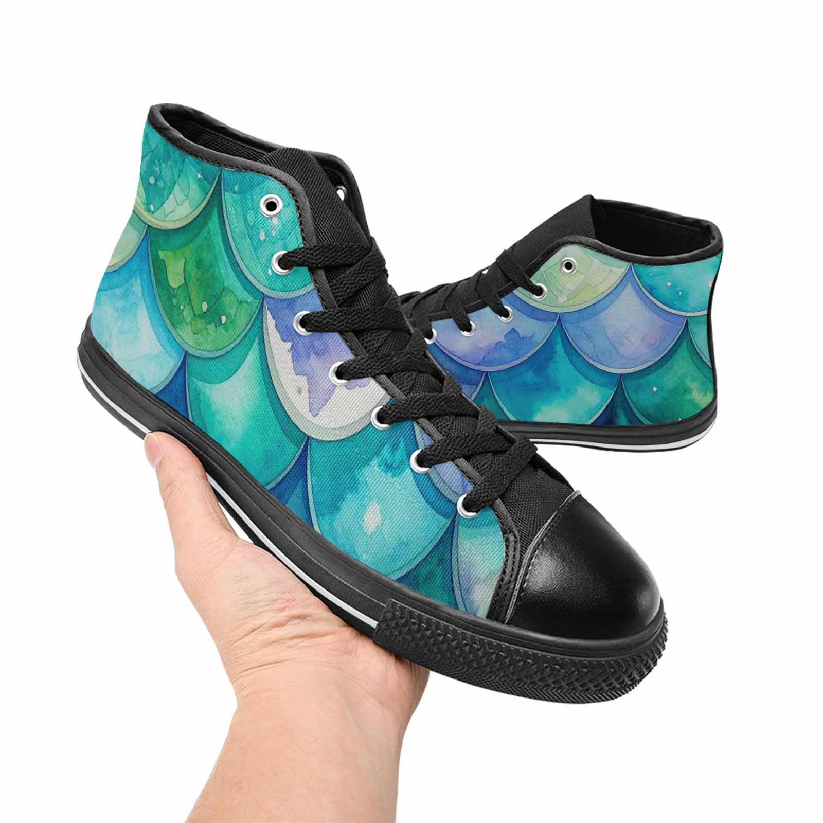 WOMEN'S Mermaid Scale High Top Canvas Y2K Custom Shoes