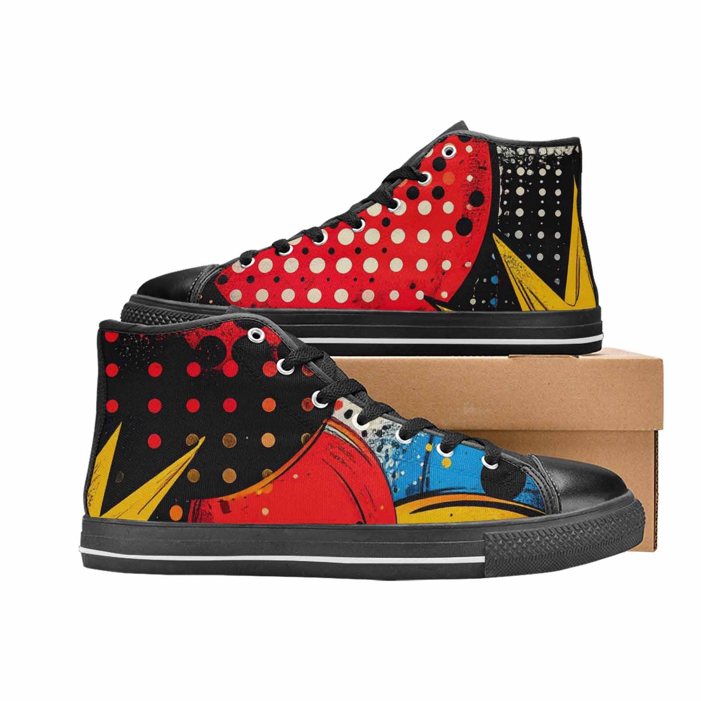 WOMEN'S Comic Book Halftone High Top Canvas Surreal Sneakers
