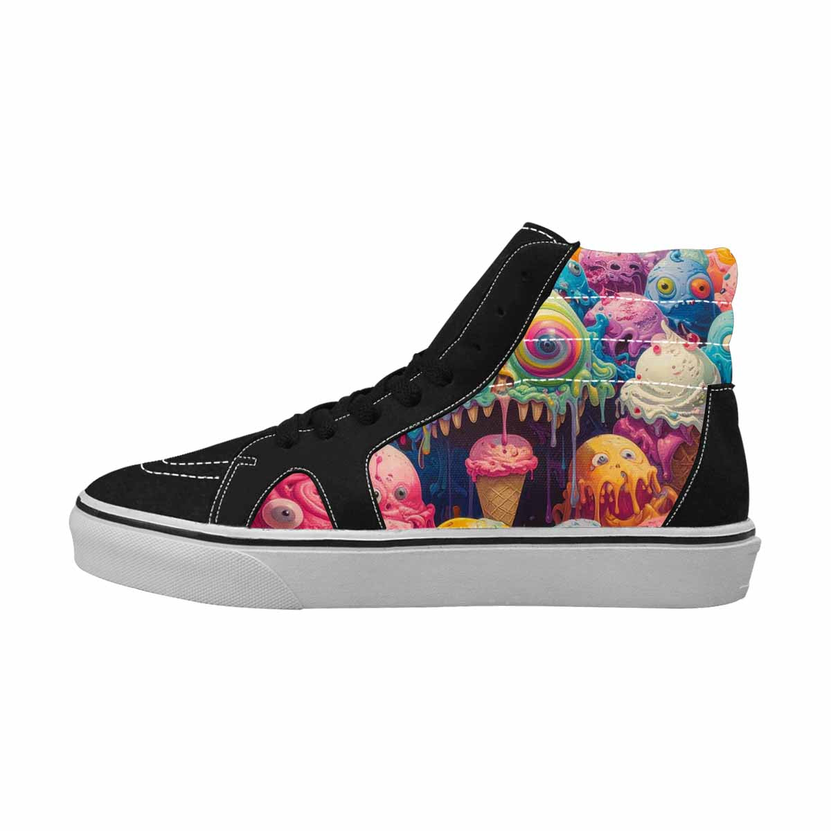 MEN'S Melting Ice Cream Monster High Top Canvas Dreamcore Custom Shoes