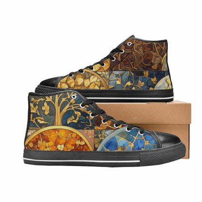 MEN'S Klimt-Style Gold Leaf High Top Canvas Aesthetic Custom Sneakers