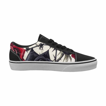 WOMEN'S Black Gothic Rose Canvas Lace-Up Dreamcore Custom Sneakers