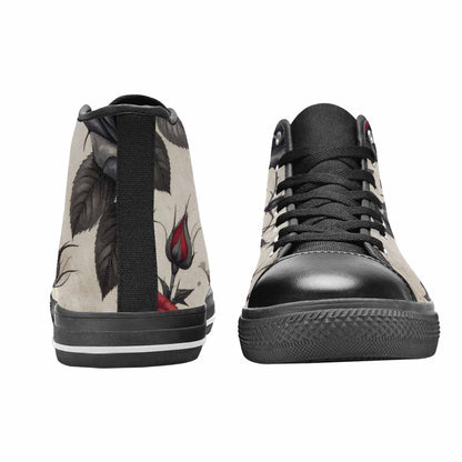 MEN'S Black Gothic Rose High Top Canvas Cottagecore Shoes