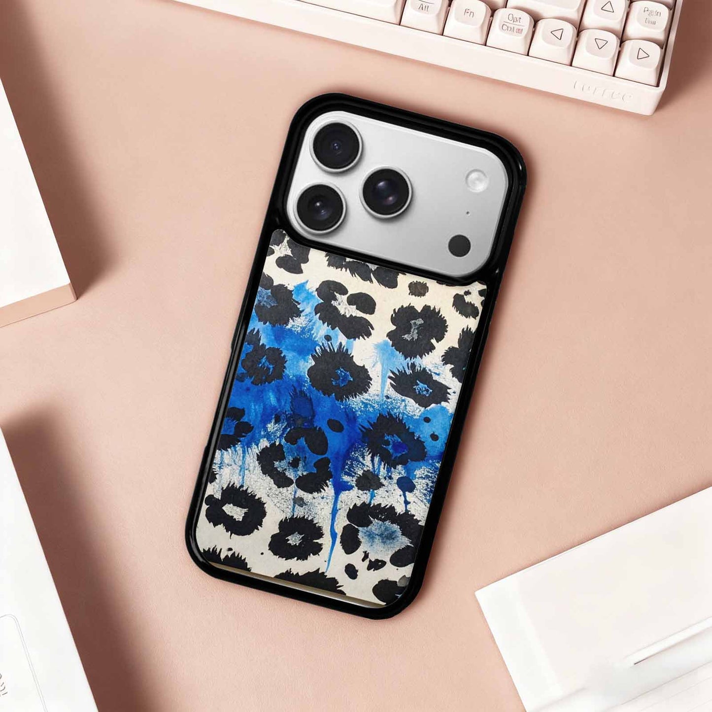 iPhone 17 Pro Case — Animal Print Black Blue Ink Animal, Personalized Phone Case