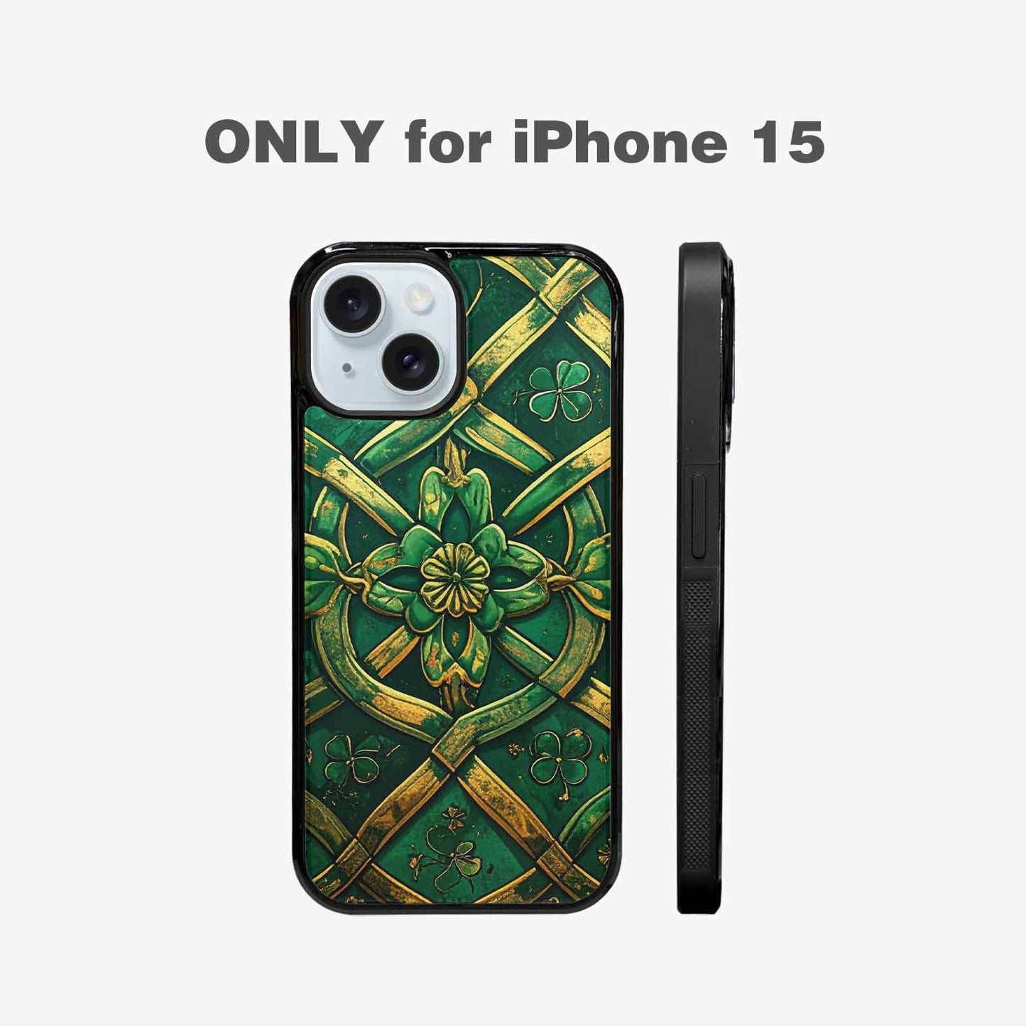 iPhone 15 Case — Irish Celtic Knot Pattern Shamrocks Seamless, Custom Phone Case