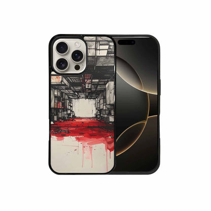 iPhone 16 Pro Max Case — Liminal Space Fragment Black Red Ink, Custom Art Phone Cover