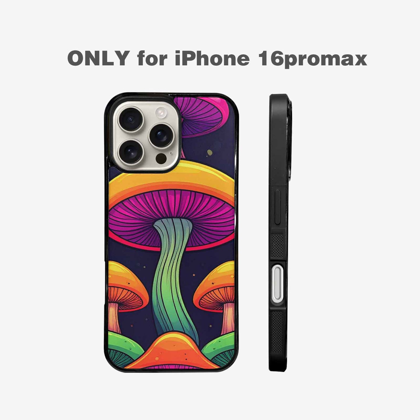 iPhone 16 Pro Max Case — Psychedelic Mushroom Cartoon Pattern, Custom Made Phone Cover