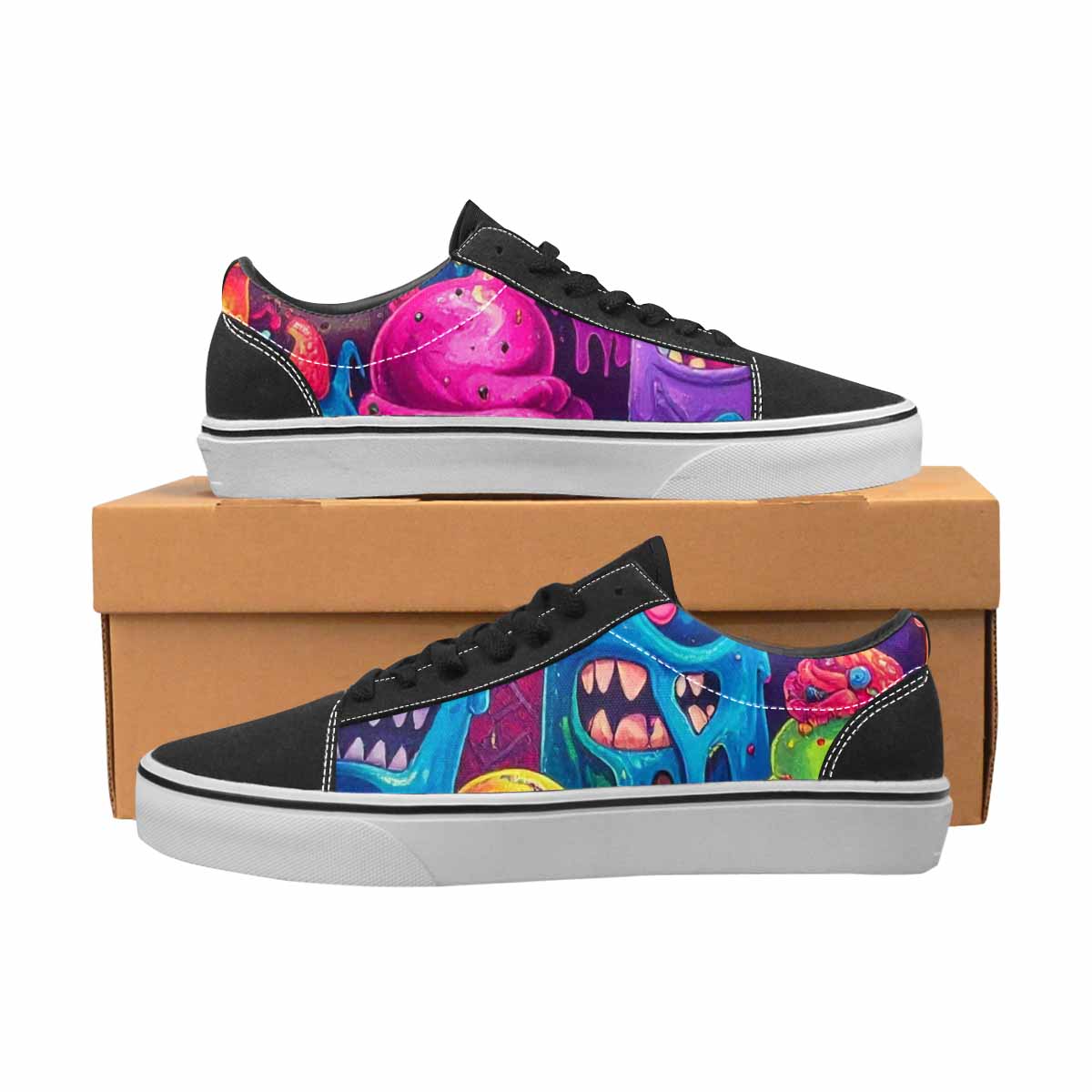WOMEN'S Ice Cream Monsters  Lace-Up Canvas Surreal Shoes