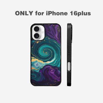 iPhone 16 Plus Case — Marbled Swirl Texture Blended With Galaxy, Personalized Phone Case