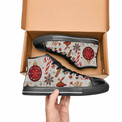 WOMEN'S Christmas Holly Snowflake High Top Canvas Cottagecore Sneakers