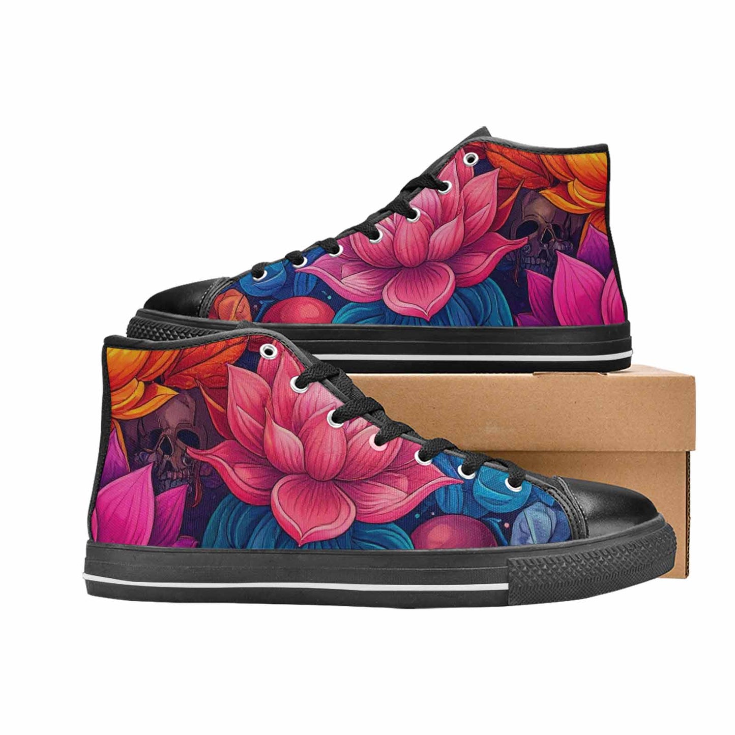 MEN'S Lotus Skulls High Top Canvas Dreamcore Custom Sneakers