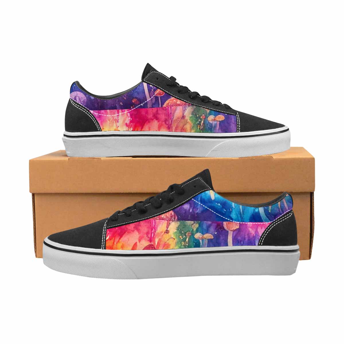 WOMEN'S Mushrooms  Tie Dye Lace-Up Canvas Cottagecore Sneakers
