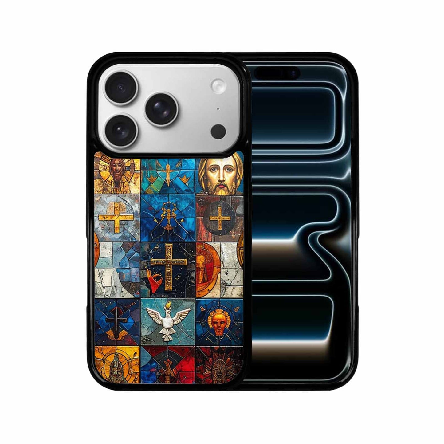 iPhone 17 Pro Case — Jesus Face Small Cross And Original, Custom Printed Phone Case