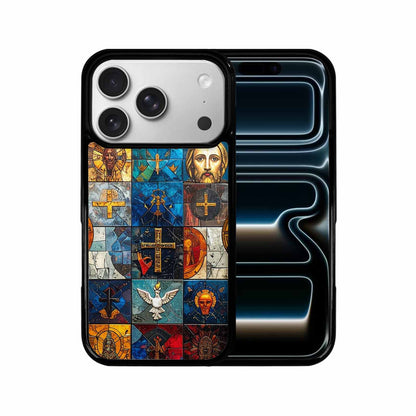 iPhone 17 Pro Case — Jesus Face Small Cross And Original, Custom Printed Phone Case