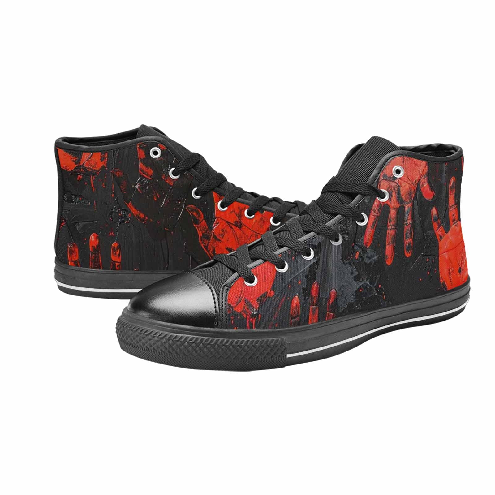 MEN'S Halloween Splatter Handprint High Top Canvas Wallpaper Art Sneakers