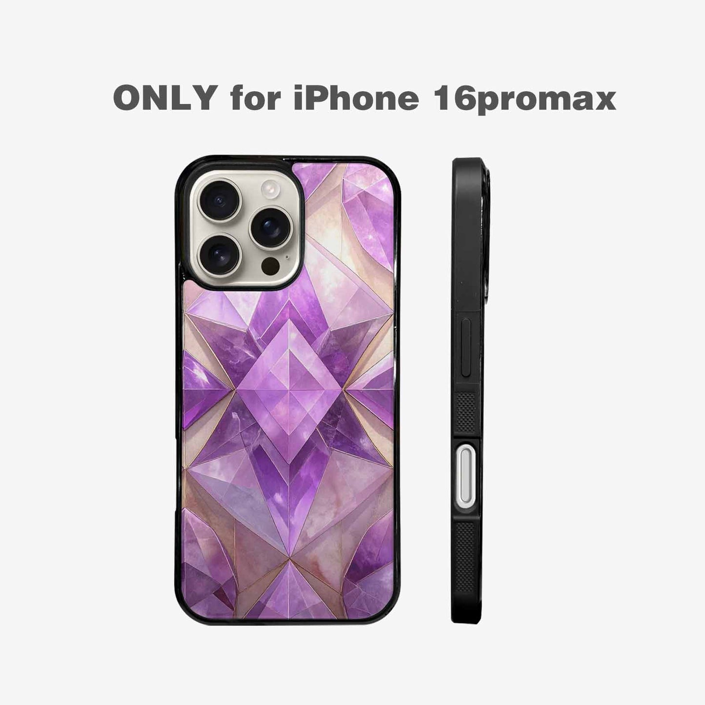 iPhone 16 Pro Max Case — Amethyst Crystal Art Pattern, Custom Phone Case
