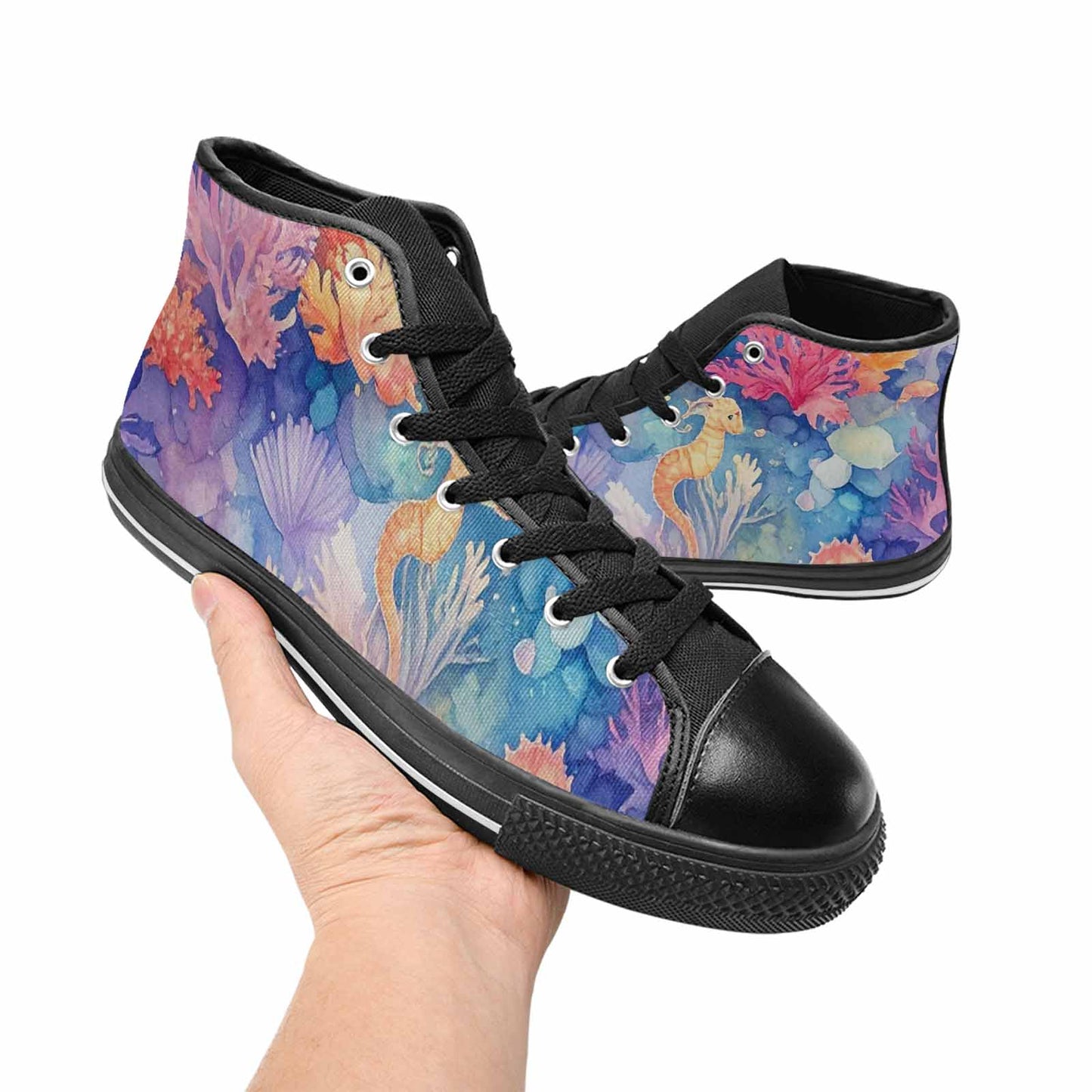 MEN'S Fish Scale Coral High Top Canvas Dark Academia Sneakers