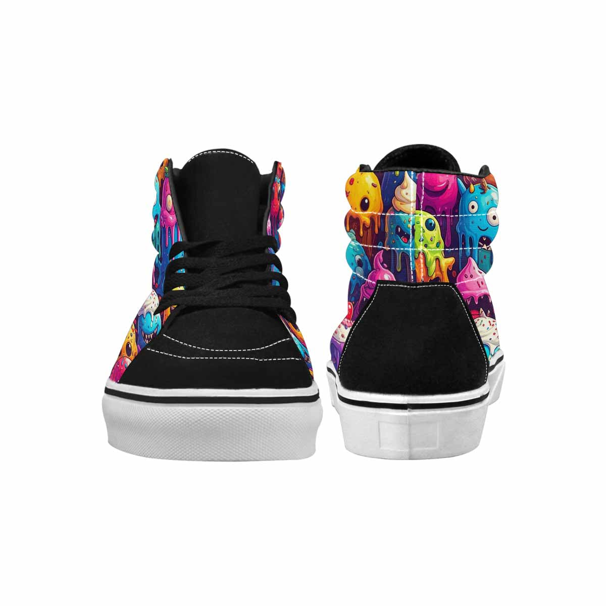 MEN'S Melting Ice Cream Monster High Top Canvas Vibrant Chaos Custom Sneakers