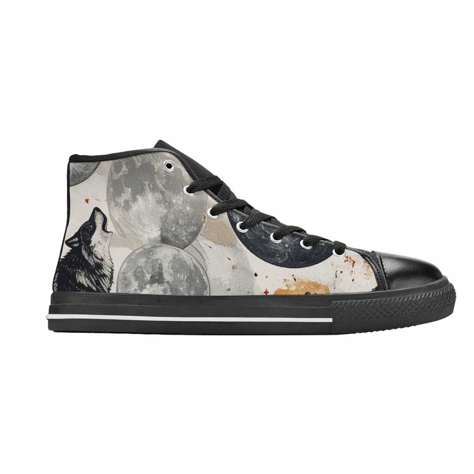 WOMEN'S Wolf Silhouette Moon High Top Canvas Vivid Sneakers