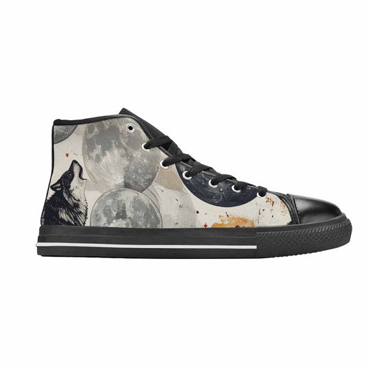 WOMEN'S Wolf Silhouette Moon High Top Canvas Vivid Sneakers