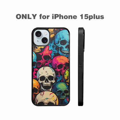 iPhone 15 Plus Case — 1000s Of Skulls Digital Camo Drip, Custom Art Phone Cover