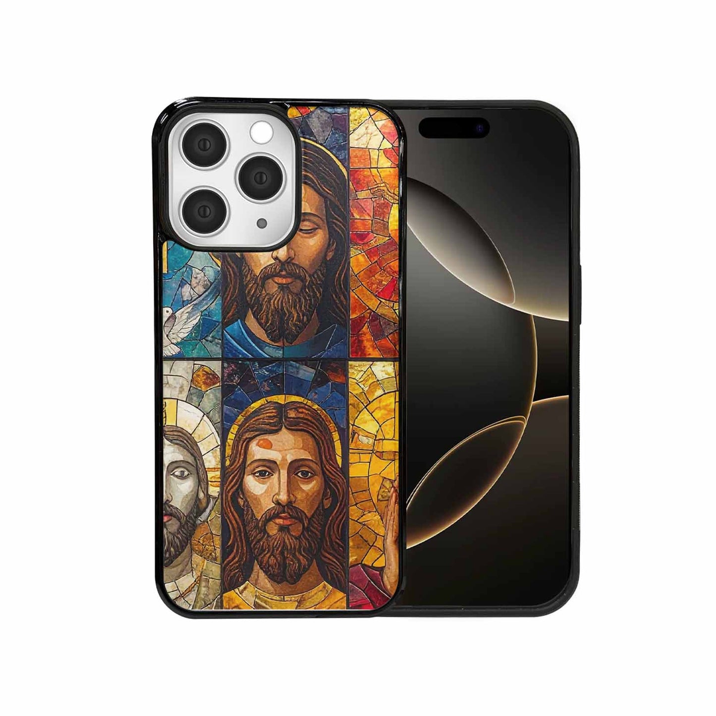 iPhone 15 Pro Max Case — Jesus Face Small Cross And Faith, Custom Art Phone Cover